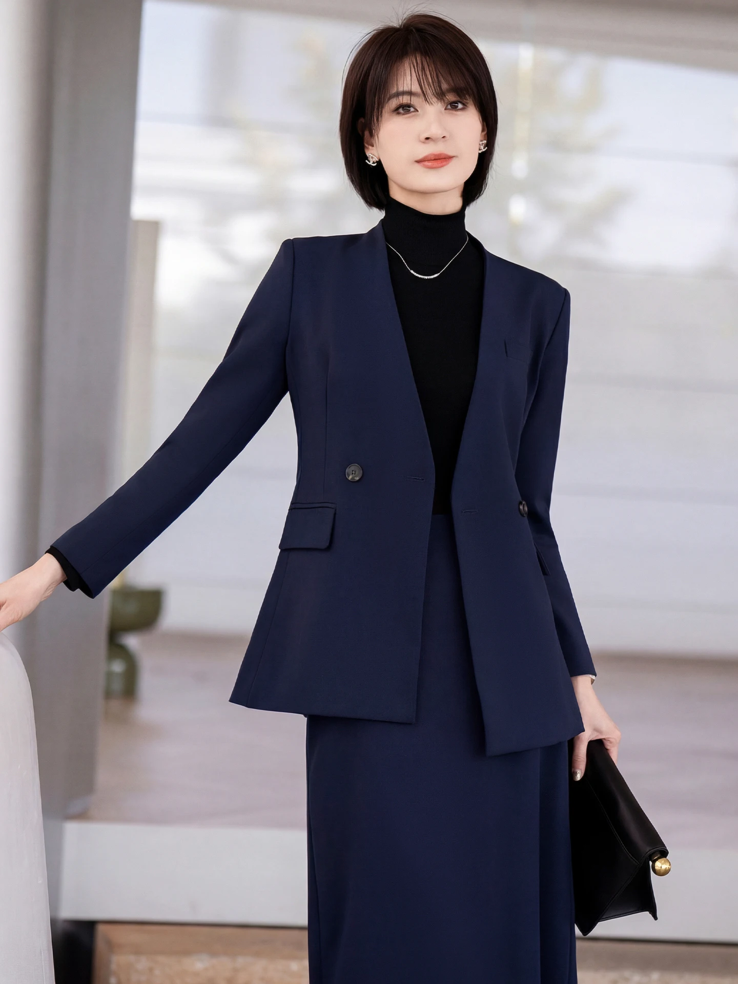 

Ele Tailored Skirt Set Women's Commute Profional High Waist Two-Piece Suit Spring Faion Adult High Quali