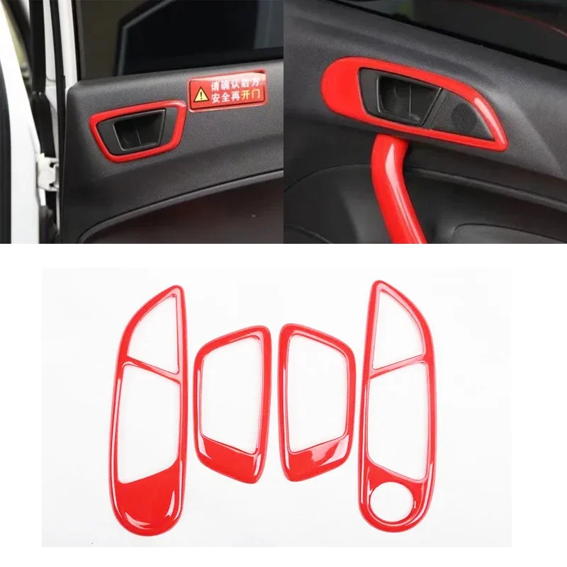 Voor Ford Fiesta 2009 2010 2011 2012 2013 ABS Rode Kleur Interieur Accessoires Gear Windows Bedieningspaneel Center AC Panel cover