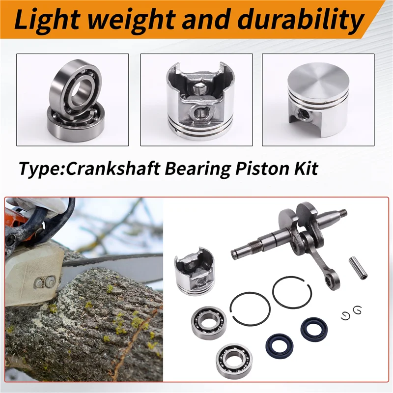 

ABMI-8MM170 Chainsaw Crankshaft Bearing Piston Kit For Stihl MS170 180 018 017 Chainsaw Parts