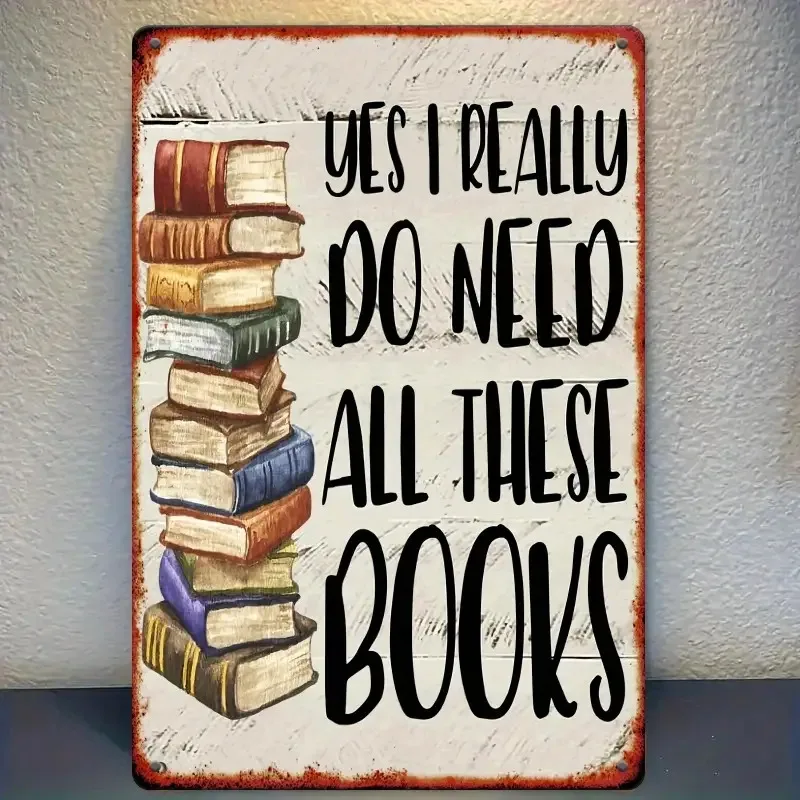 1 Vintage Book Lover Metal Wall Art - 