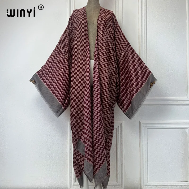 WINYI Africa summer fashion Geometric print kimono maxi dress beach cover up women Cardigan boho sexy coat kaftan beach outfits