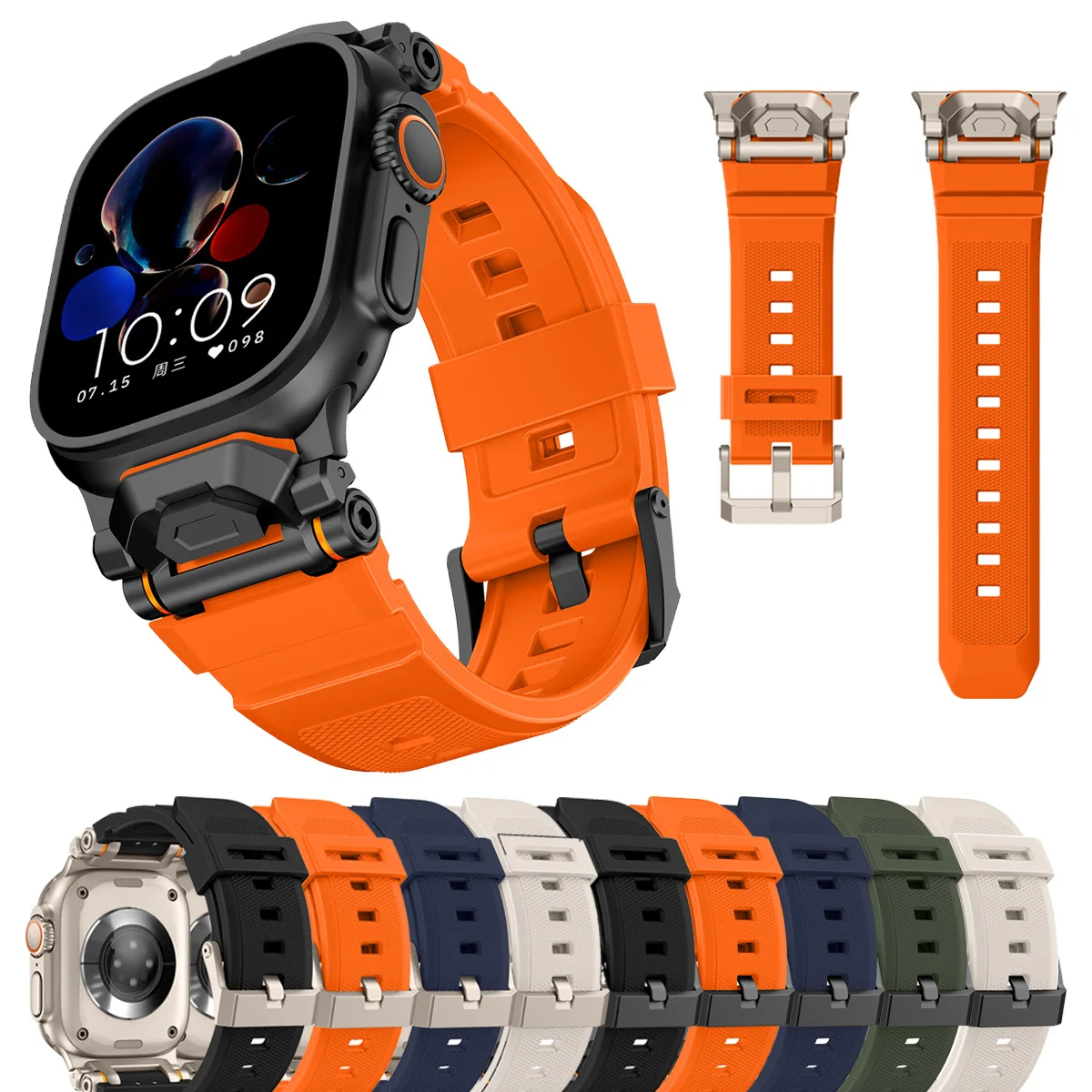 Sports Silicone Strap For Apple Watch Ultra2 49mm Series11 10 46mm Stainless Steel Buckle For iWatch 9 8 7 6 SE 44/45MM Bracelet