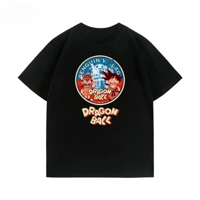 Camiseta de algodón puro para hombre de Bandai Dragon Ball & Arale — Top informal estilo anime, holgado y versátil para uso diario