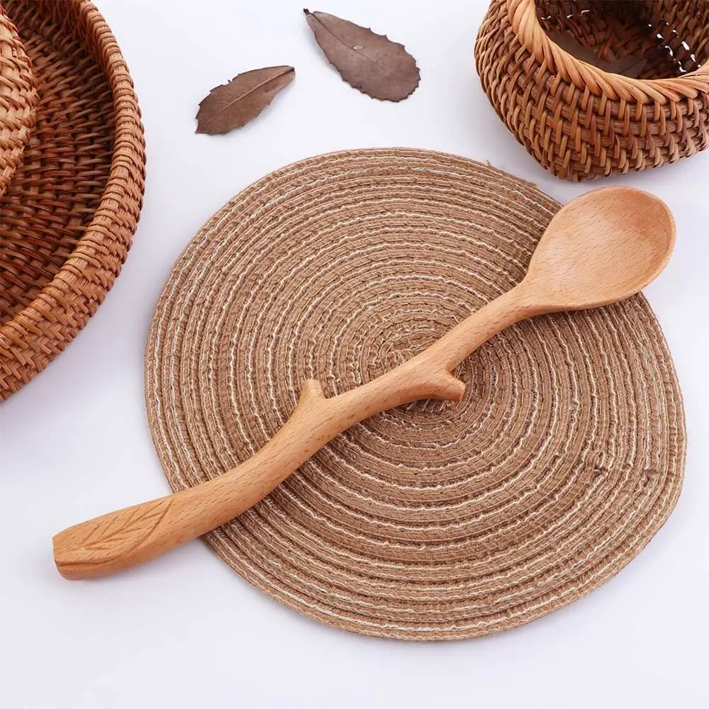 Forma de ramo alça longa cozinhar talheres de mistura colher de madeira colher de sopa utensílio de cozinha colher de agitação