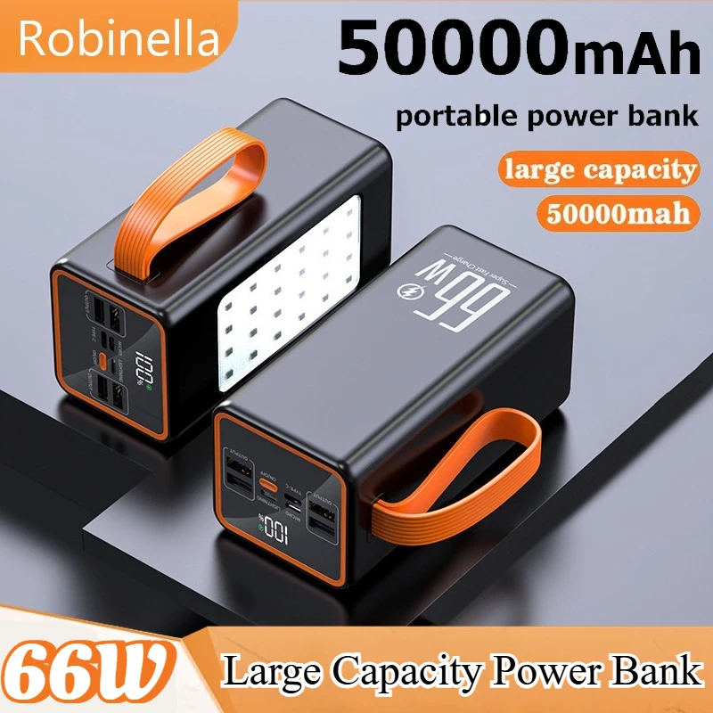 

50000 мАч Power Bank Большая емкость Мощная внешняя запасная батарея Быстрая зарядка 30000 мАч Портативный Powerbank для IPhone Xiaomi