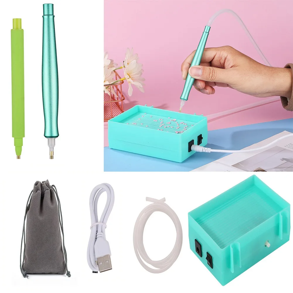 NONE DIY Handwerk Vakuum Diamant Malerei Stift Kits Langlebige und stabile Perlenplatten Diamant Malerei Werkzeug Ablagefach USB-Kabel 4