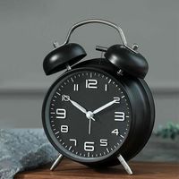 Retro 4 Inch Twin Bell Loud Alarm Clock Metal Frame Silent Luminous Student Alarm Clock Mute Strong Wake-up Table Clock Bedroom