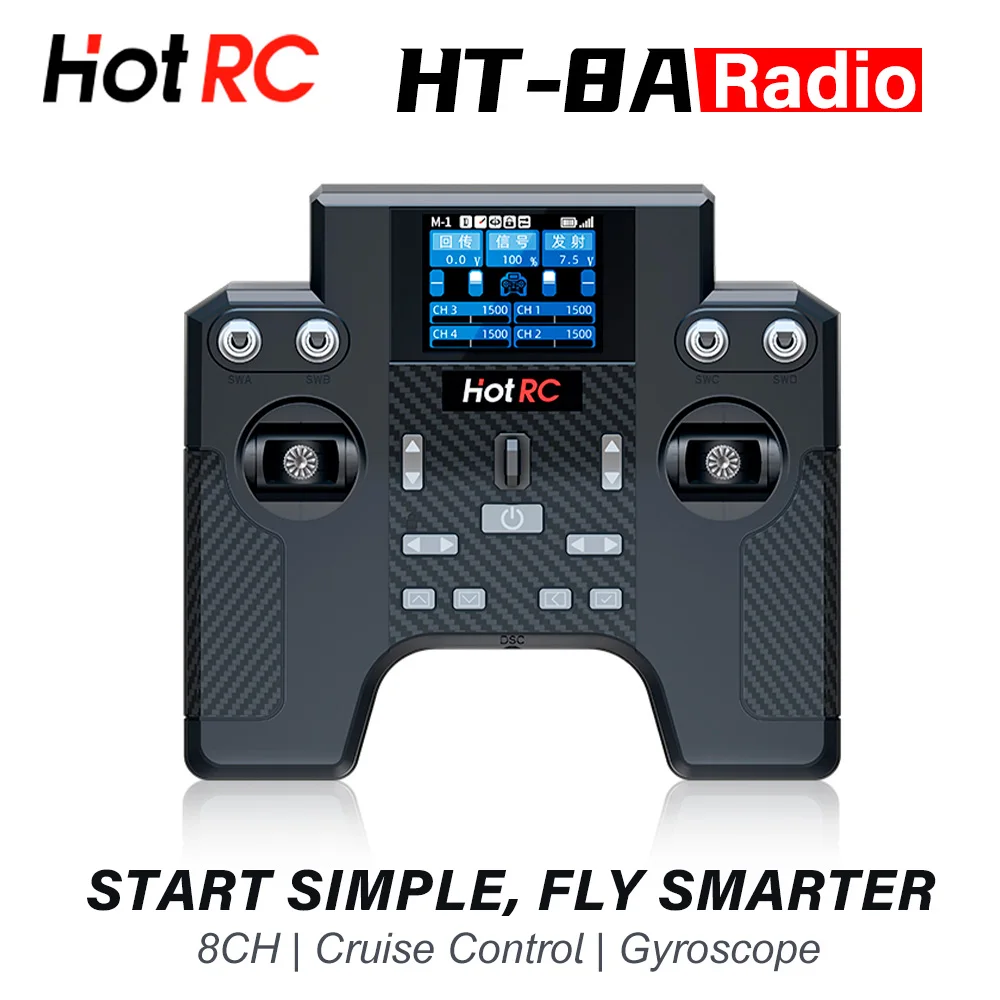 HOTRC HT-8A Transmitter 8CH Gyroscope 300M with F-08A Receiver For RC Aircraft Car Boat