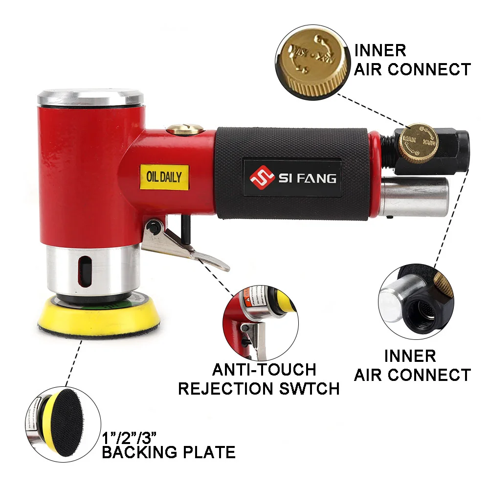 Mini Orbital Air Sander Polisher 90 Degree Handheld Pneumatic Polishing Grinder With Polishing Pad Sponge Disc F Auto Body Work - view 4