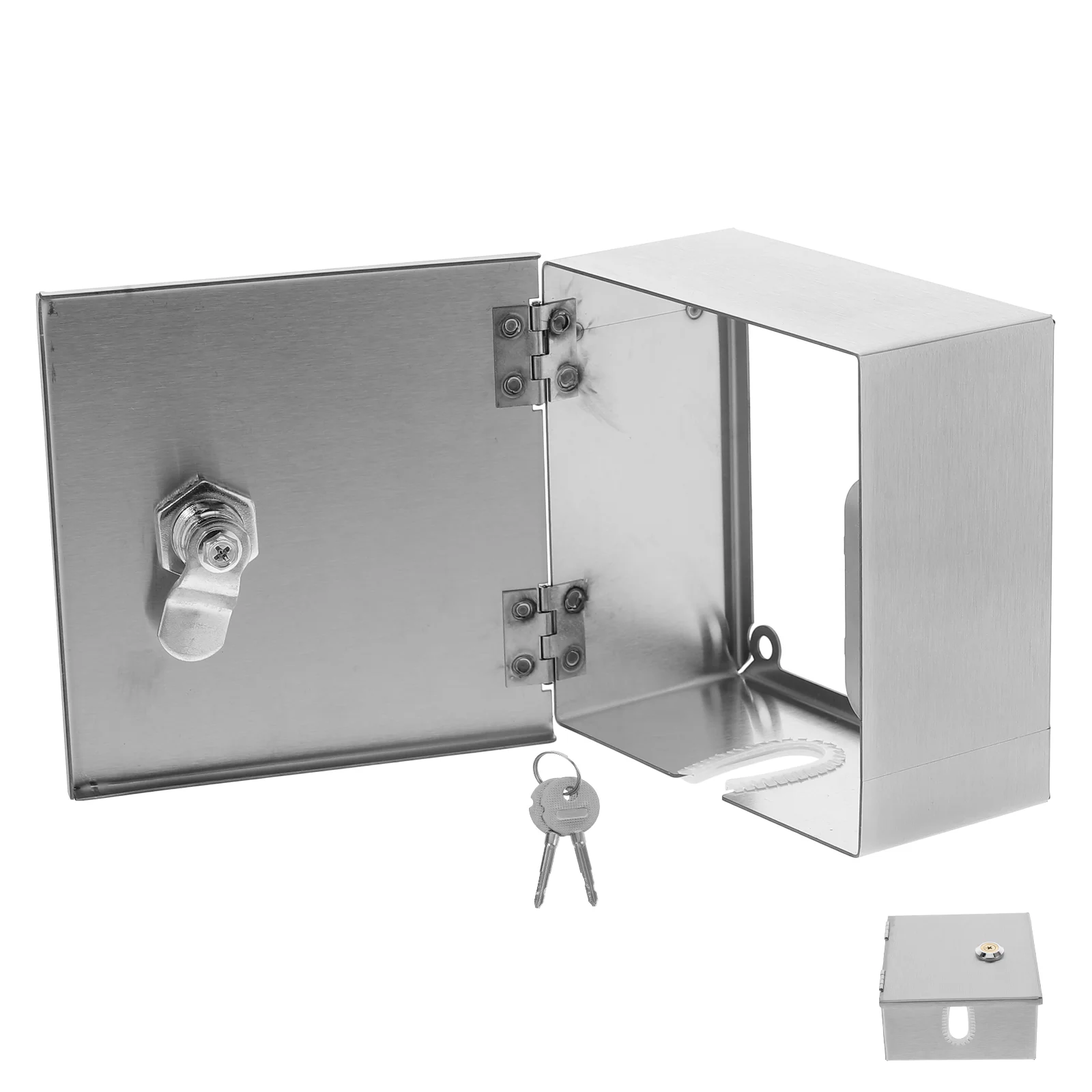 

Stainless Steel Socket Anti Theft Box Electric Vehicle Charging Protector Splashproof Outlet Cover Guard Home Office Mall