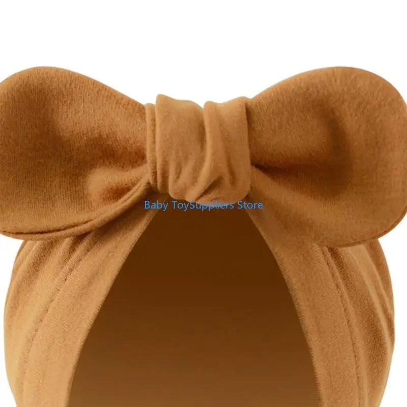 

R1WF Pack of 4 Set Anti Scratch Baby Bowknot Hat and Gloves Cotton Newborns Unisex