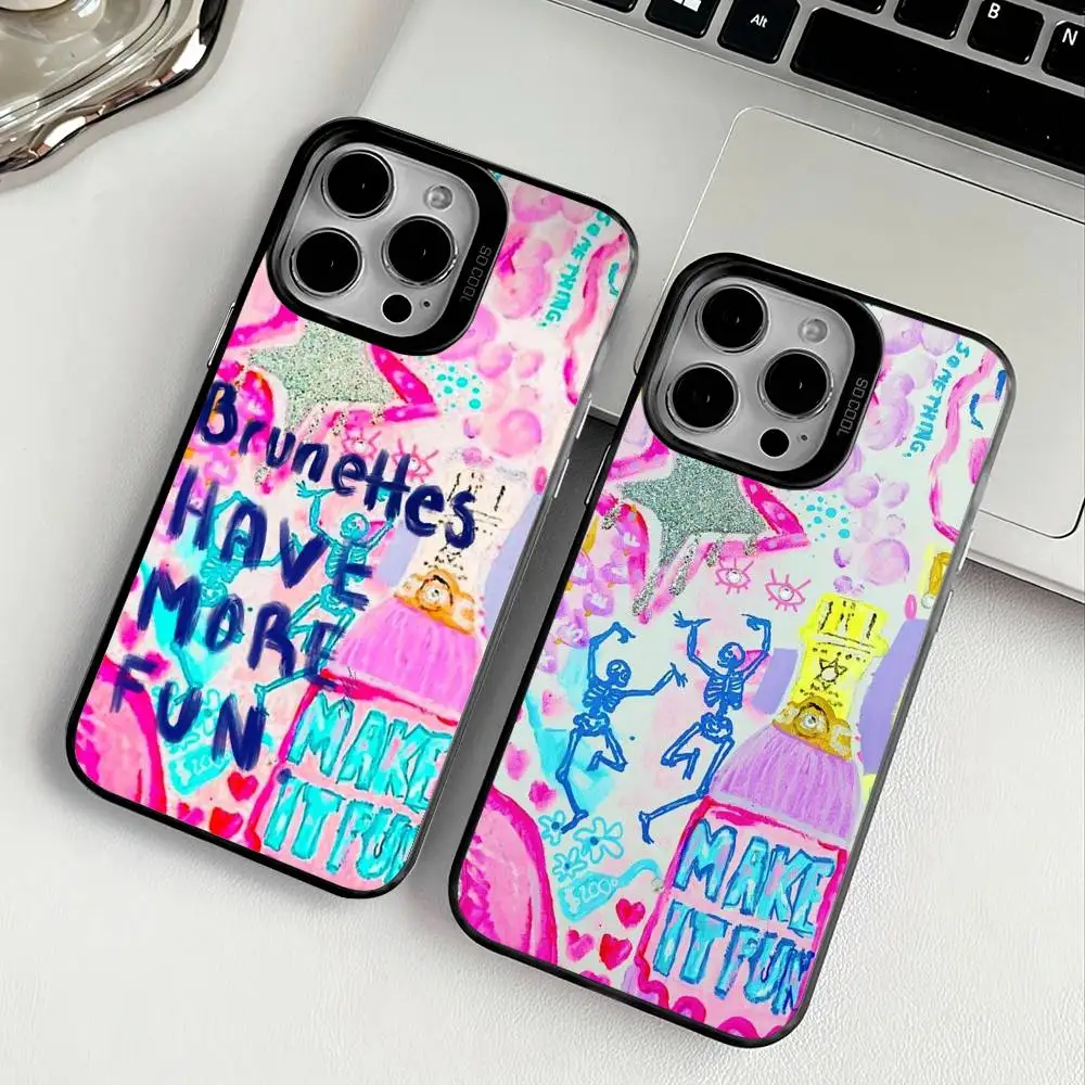 

Blondes Have More Fun Phone Case For Apple 11 12 13 14 15 16Pro Max Plus Protect Plating Phone Cover