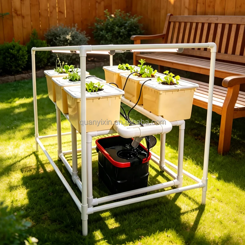 Dutch Bucket Hydroponic System Kit With LED Grow Light Bato Bucket Drip Irrigation For Greenhouse Tomato Strawberry Growing