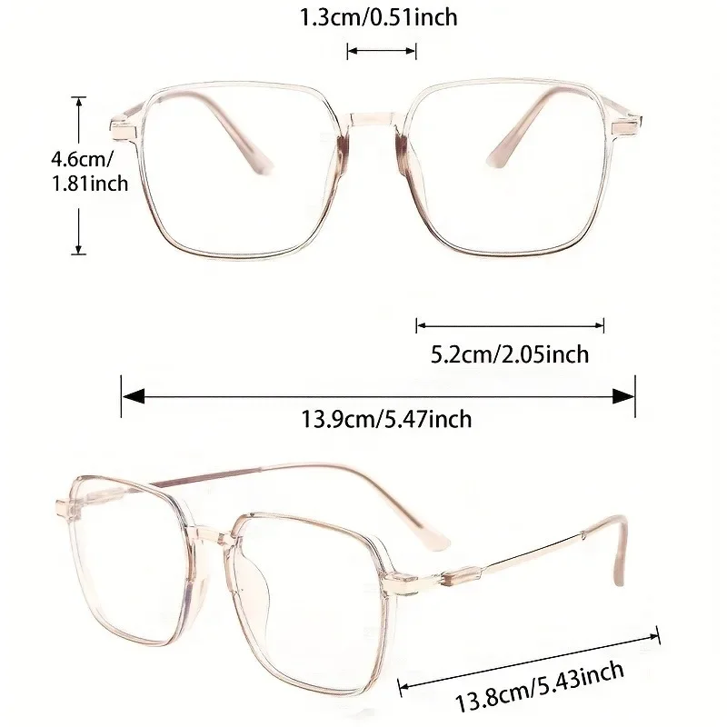 قطعة واحدة من النظارات النسائية الكلاسيكية ذات الصندوق القديم - مزودة بعدسات شفافة متغيرة الألوان