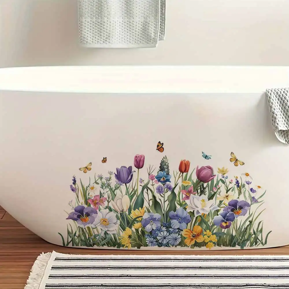 Tulip Butterfly Window Stickers Home Decorative Decals Suitable for Doors Windows Cabinets Bathroom Decoration AA398
