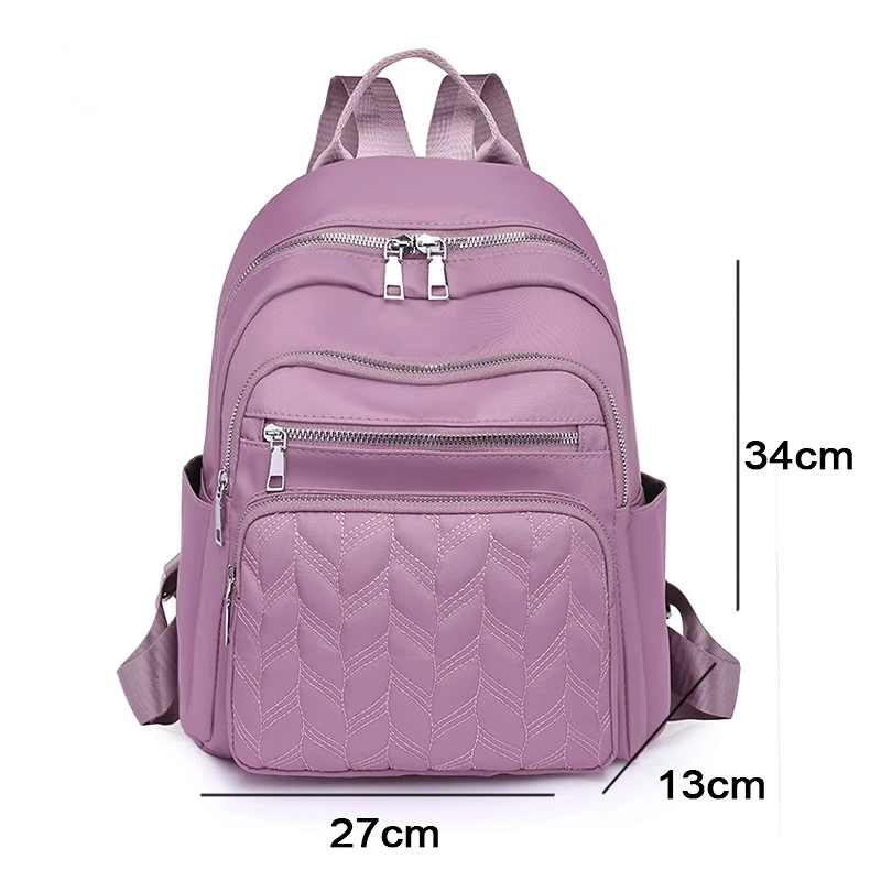 New Casual Oxford Backpack Women Waterproof School Bag Quality Ladies Travel Bag Solid Color Multiple Pockets Backpack Female