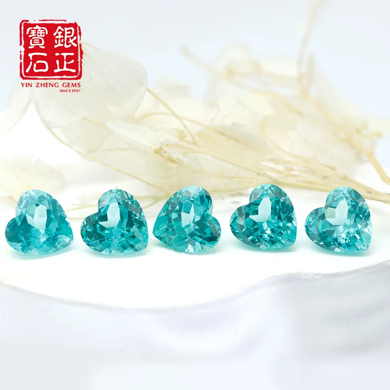 Hot Sale Heart Shape Paraiba Flame Melted Cultivate With AGL Certifacate Loose Gems Synthetic Paraiba Stone For Jewelry Making