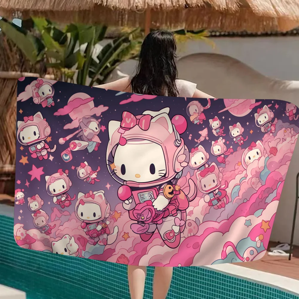 H-Hello K-Kitty أنيمي الشاطئ منشفة السباحة لينة ماصة منشفة هدايا الأطفال للأطفال السفر التخييم الصالة الرياضية