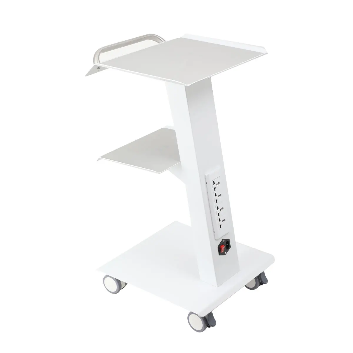 Multi-Functional Salon Trolley Cart Steel 3-Tier 4 Power Outlets for Beauty Medical Lab Dental Hospital Use
