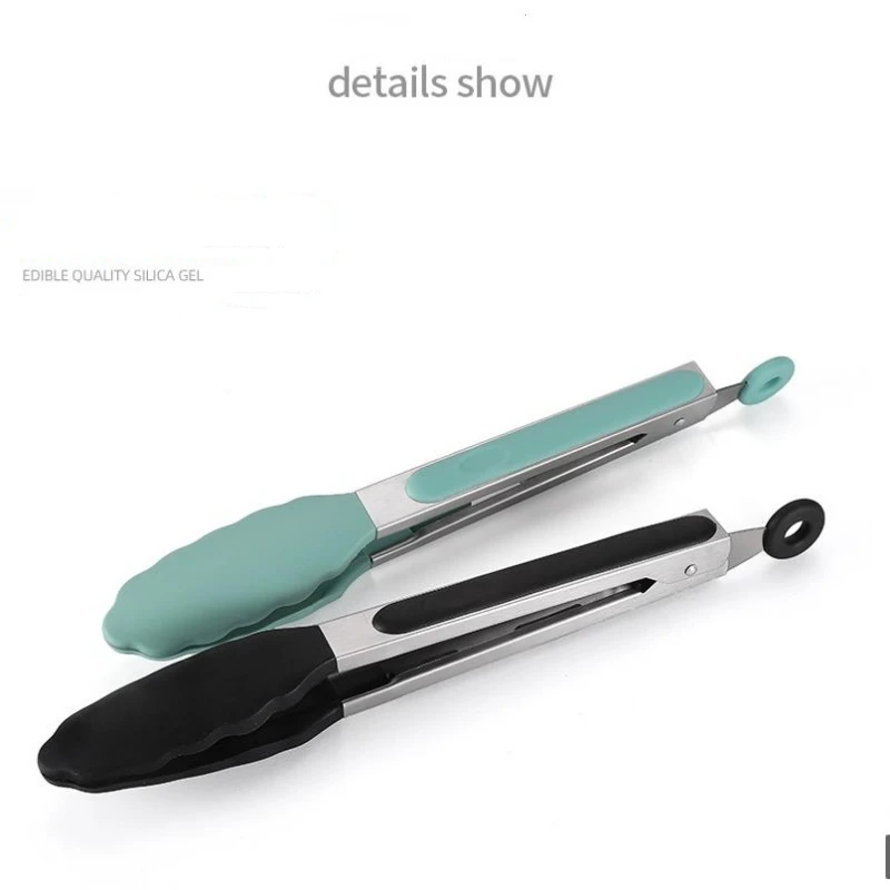 9 Inches Food Grade Silicone Creative Non-Slip Silicone Bread Tong Serving Tong Kitchen Tools BBQ Tools Accessories
