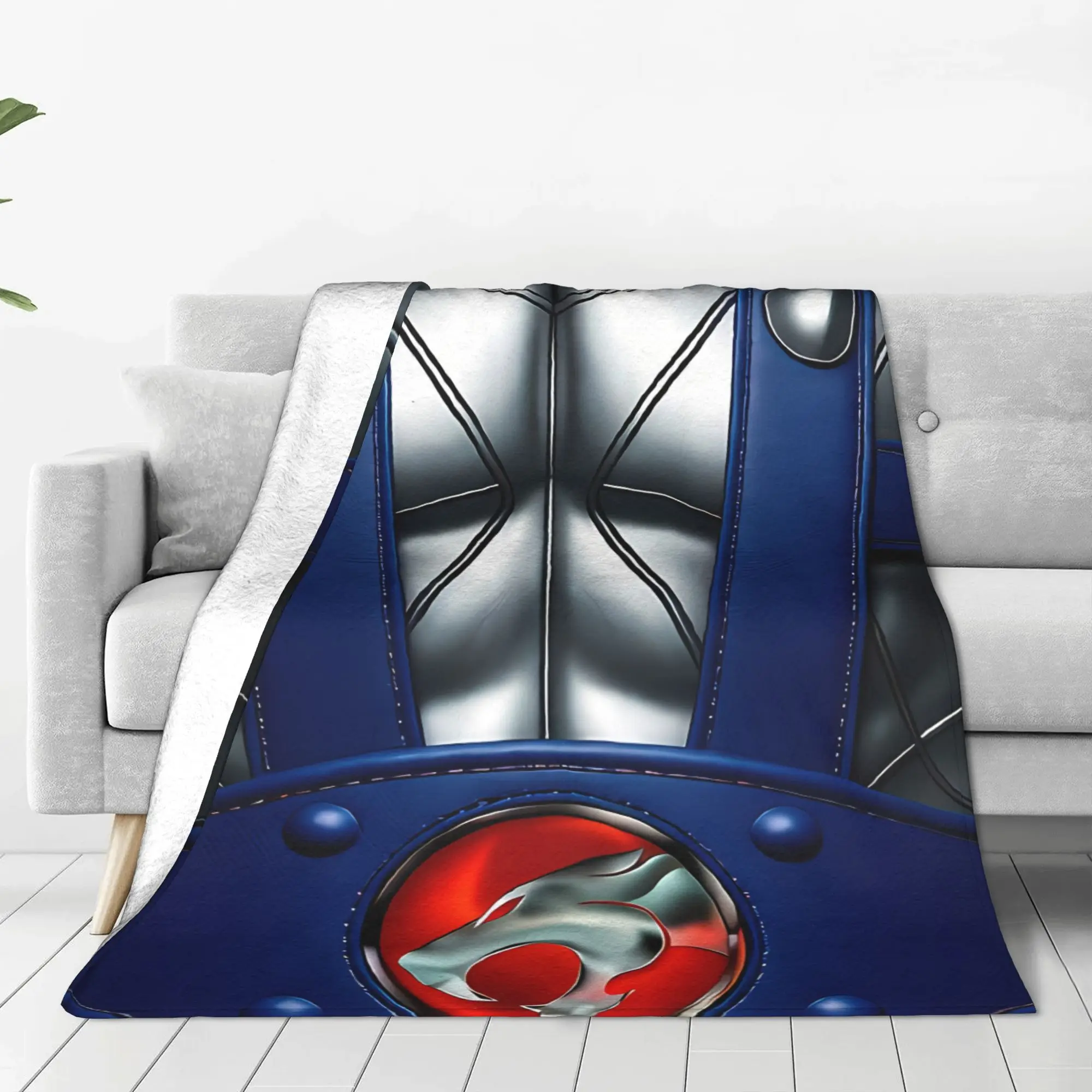 1PC Home Cute Room Decor Panthro Tactical Suit Detailed Front Blanket Throw Blanket ThunderCats Novelty Warm Blanket All Season