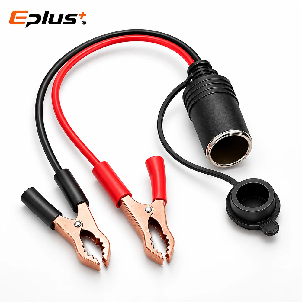 12-18AWG 12V 24V Cigarette Lighter Female Socket Cable Alligator Clips 40-100CM for Car Battery Power Supply