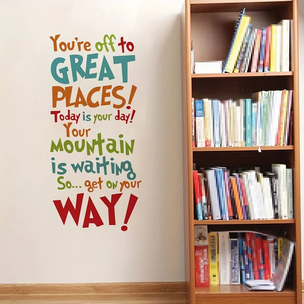 Cartoon Colorful Inspirational Quote Wall Stickers Motivational Slogan Wall Decals Baby Nursery Bedroom Playroom Home Decor