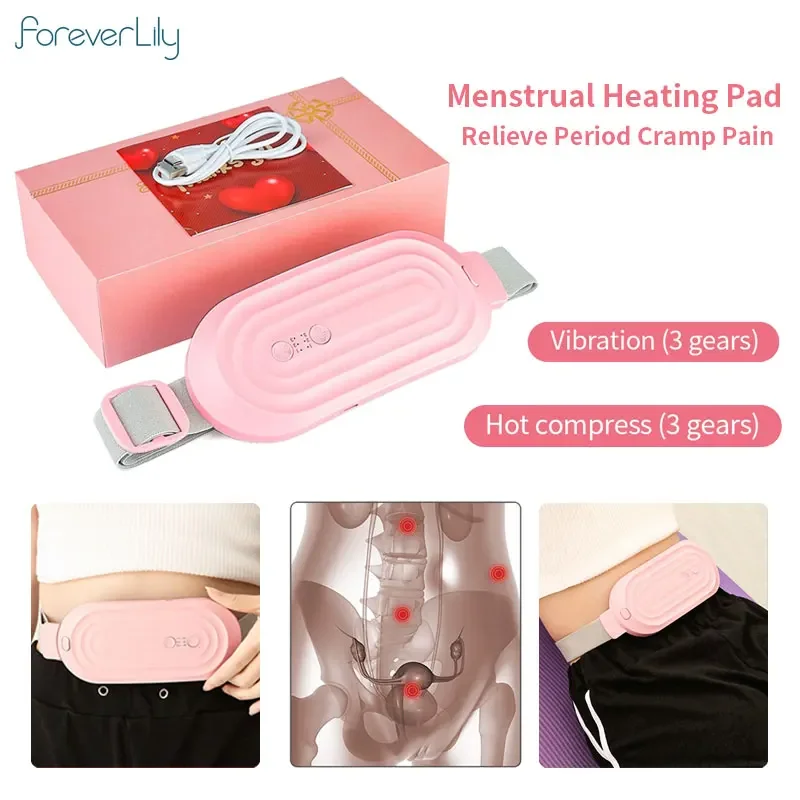 Menstrual Heating Pad Relief Period Cramp Menstrual Pain Smart Warm Palace Belt Hot Compress Vibrating Uterus Massage Waist Belt