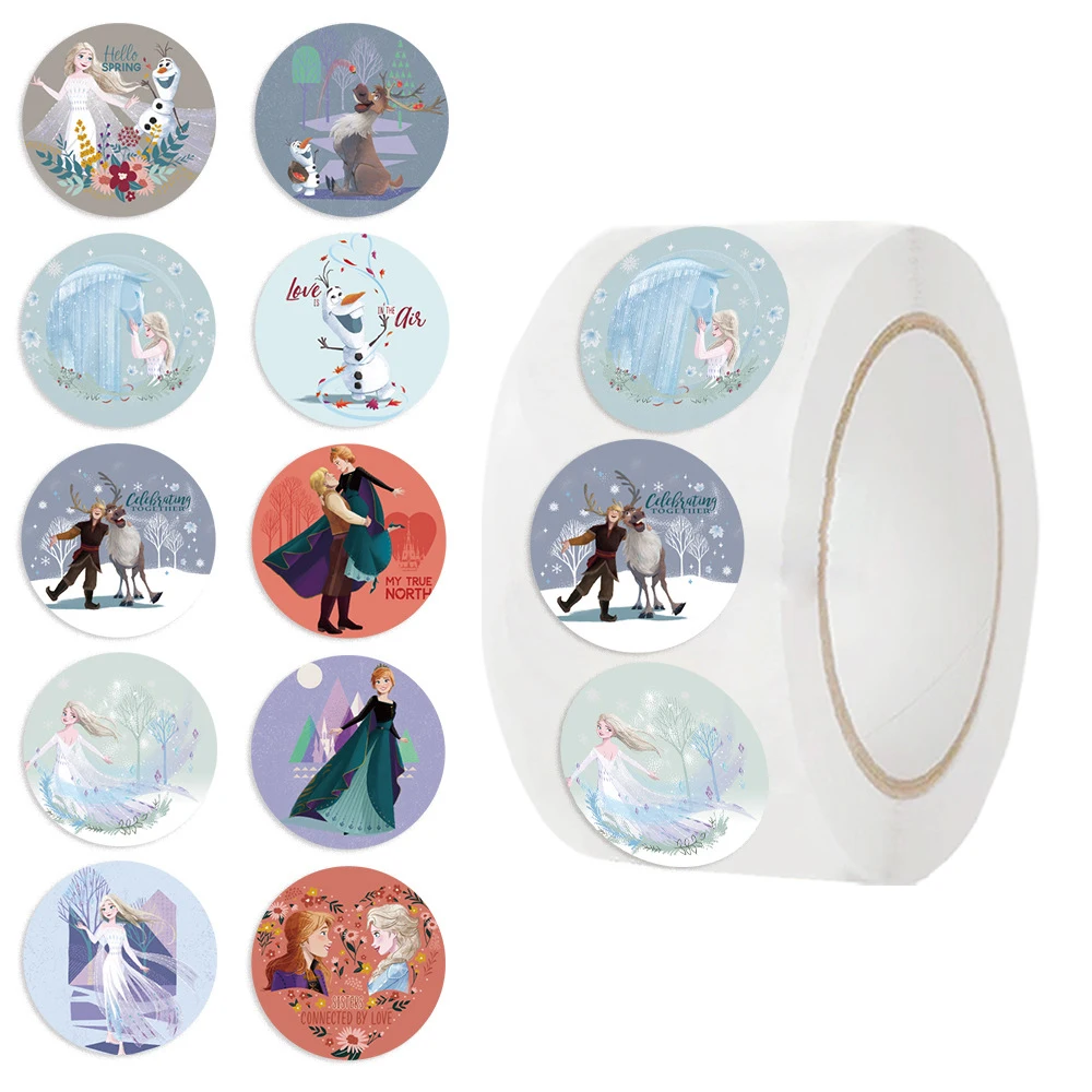 500Pcs/Roll Disney Anime Frozen Stickers Kawaii Princess Elsa Graffiti Decal for Kid DIY Notebook Phone Aesthetic Sticker Toy