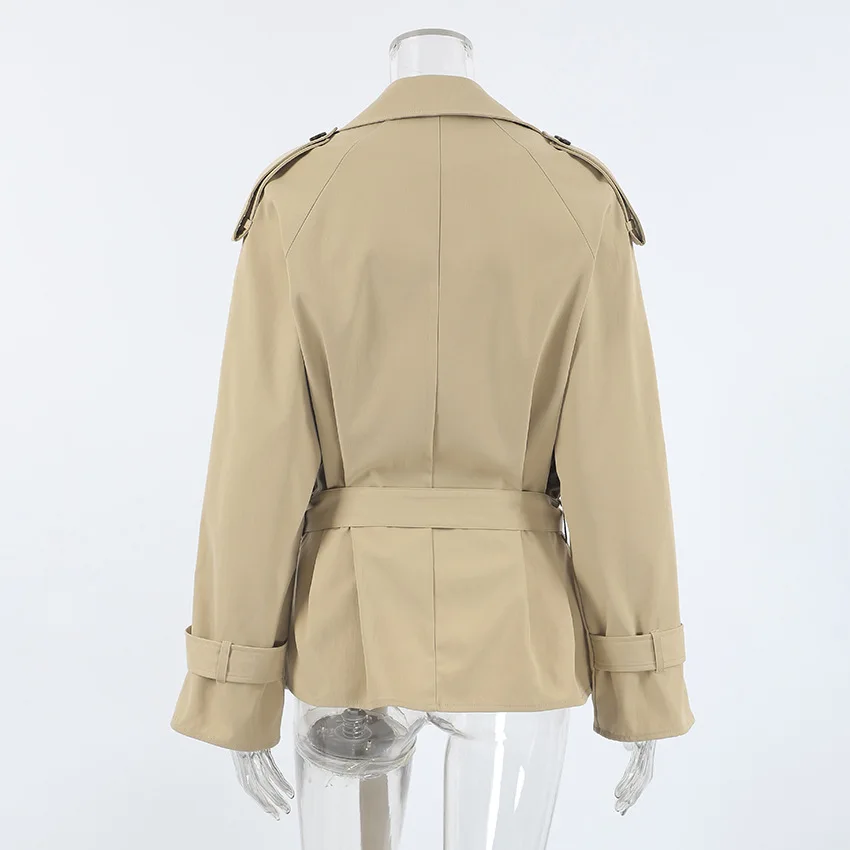 2025 herbst Herbst Spitze-up Graben Mantel Frauen Mode Revers Langarm Breite Schulter Windjacke Pendeln Jacken Weibliche outwear