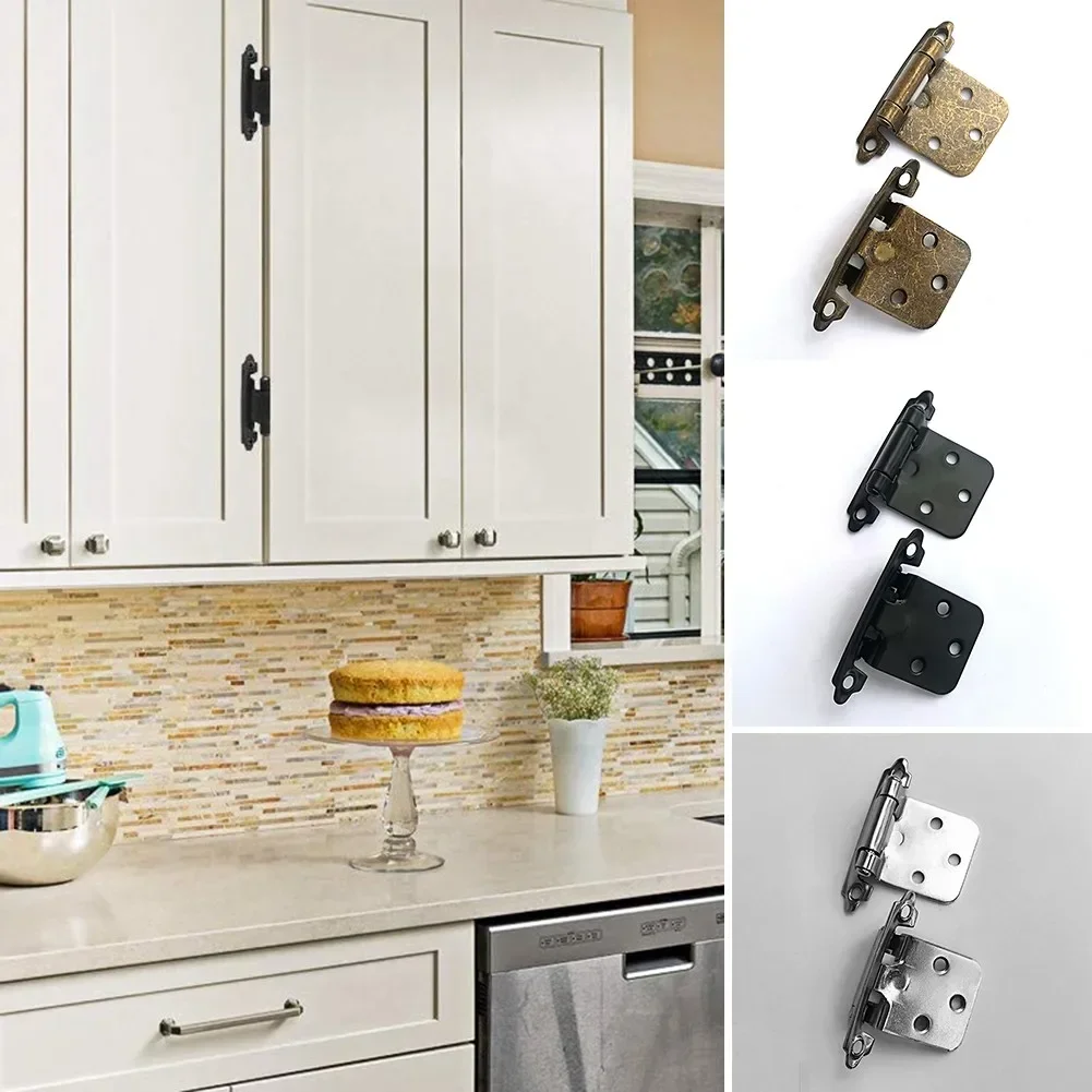 10pcs Self Closing Overlay Flush Cabinet Hinge Heavy Duty Door Cupboard Hinges For Household Decor Hardware