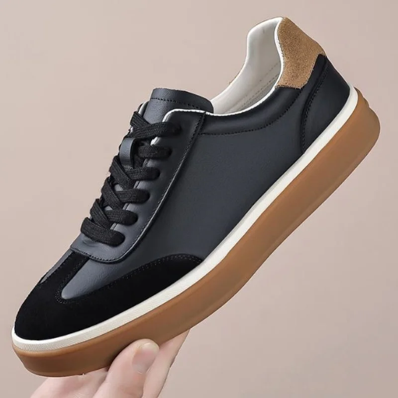 Men German Trainers Shoes Genuine Leather   New Lace Up Men Casual Sneakers Large Size Daily Walking Flat Shoes 38-44