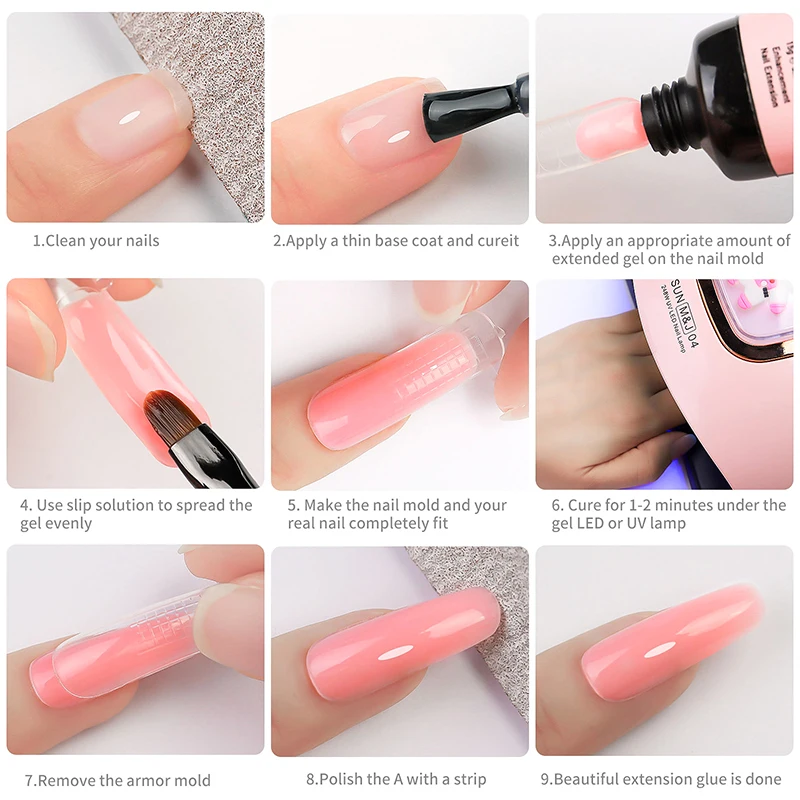 15ml Nude Extension Gel Nail Art Pink White Fluorescence Acrylic Fast Building Fake Nails Semi Permanent Hybrid Varnish UV Glue