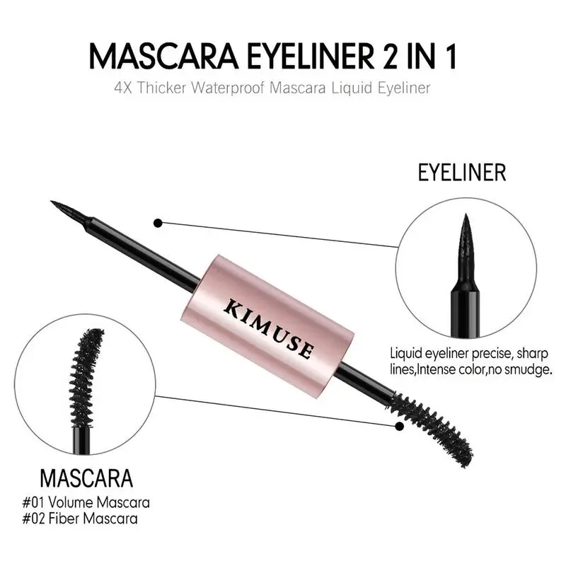 Mascara et eye-liner longue tenue pour les yeux, maquillage pour les yeux, résistant à l'eau, look naturel, boucles