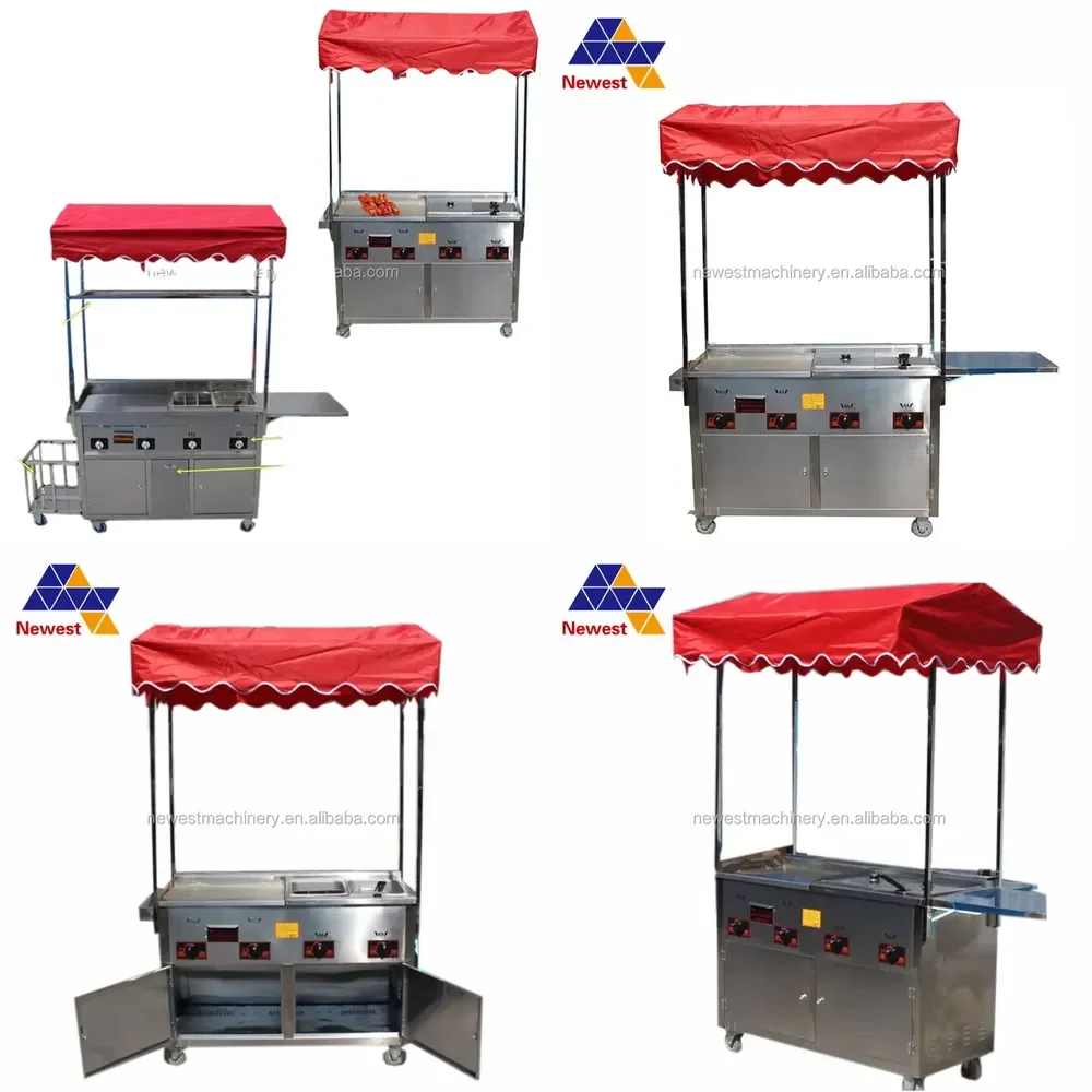 Fast Food Mobile Push Cart With Wheels,hand Push Food Cart for Sale