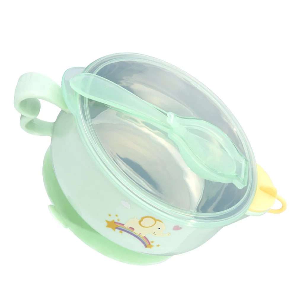 

Baby Bowls Food Supplement Tableware Feeding Suction Training Stainless Steel Spoon Independent Green Newborn