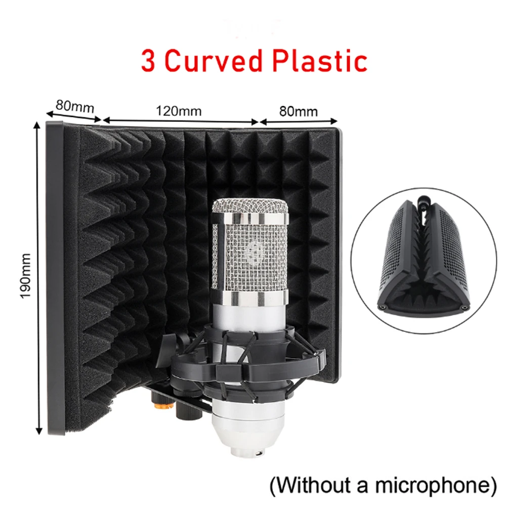 Schermo isolante per microfono schermo antivento a 5 pannelli pieghevole schiuma assorbente ad alta densità filettata da 3/8 "e 5/8" per registrazione/Live