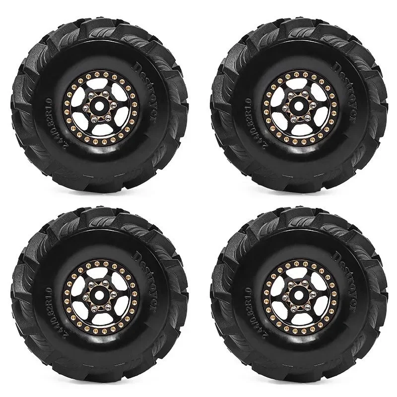 

4pcs OD 62mm 1.0" Metal Beadlock Wheel Tire Set For 1/18 RC Crawler Car TRX4M SCX24 Upgrade Parts Accessories