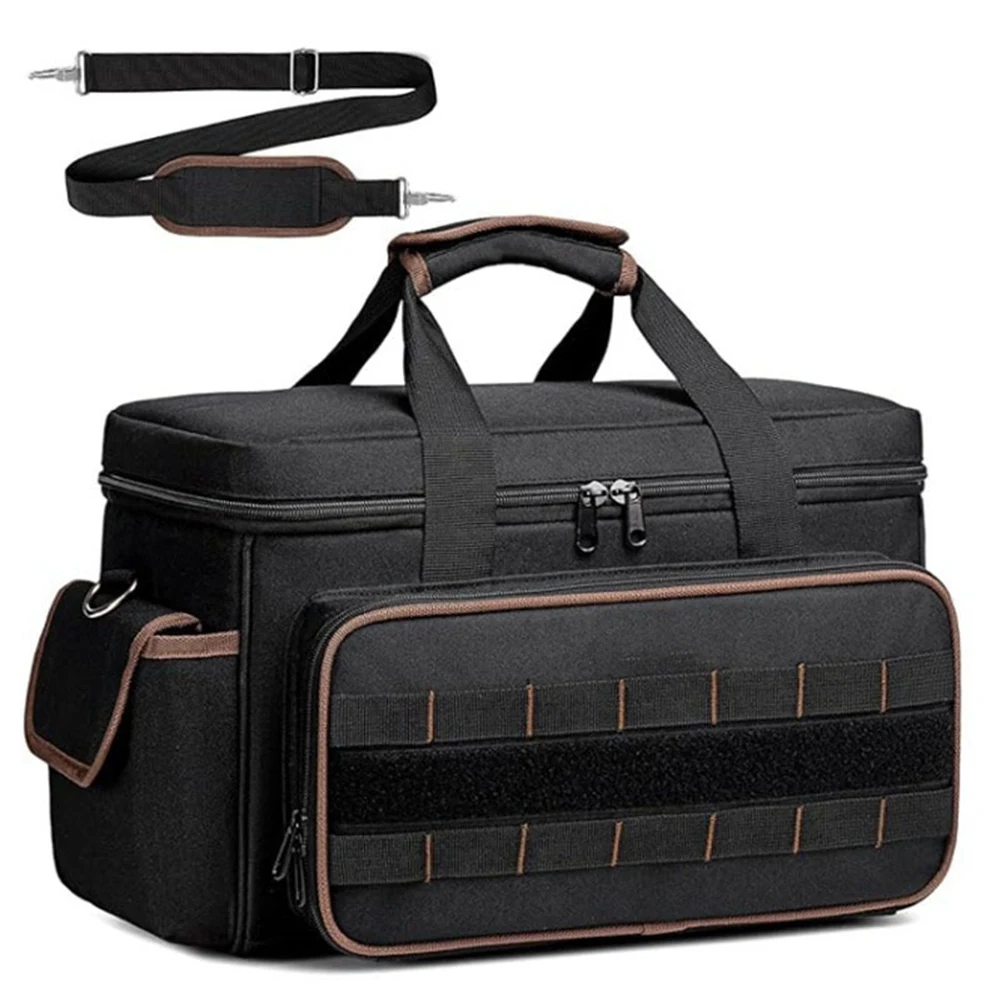 ~！【Best Seller】17''Large Capacity Tool Bag 20 Pockets Portable Tool Kit with Shoulder Strap Wide Mouth Tool Bag for Electrician