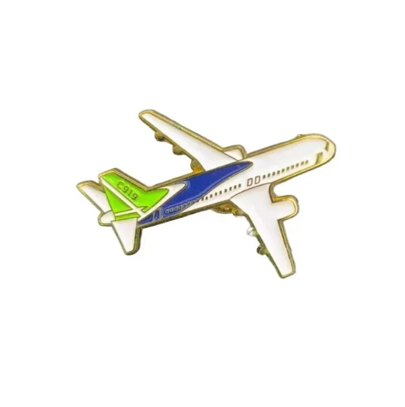 Metal Oil Drop Creative Aviation Airplane Model Brooch Pin Badge Accessories