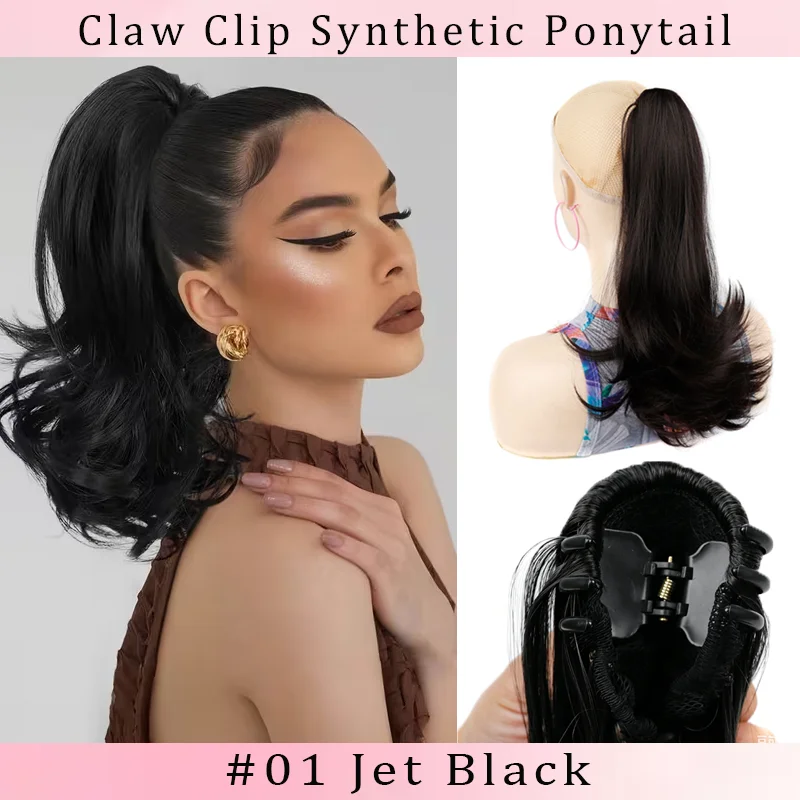 Soft Wavy Ponytails Hair Extensions Claw Clip Ponytail Extension Synthetic Hair Extensions Suitable for Women's Daily Use
