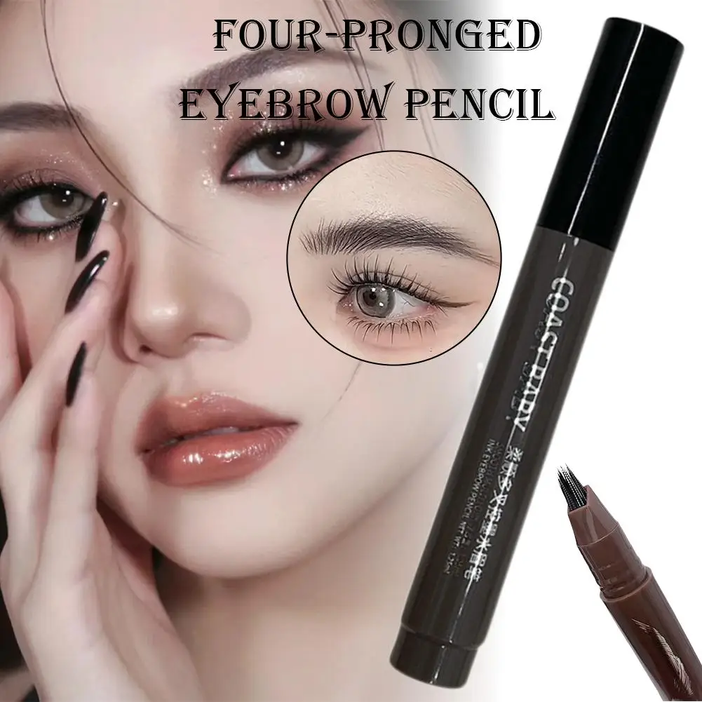 4 Point Eyebrow Pencil 4 Prong Tip Eyebrow Pen 4 Fork Eyebrow Pencil Waterproof Liquid Eyebrow Pencil Long Lasting Like Real
