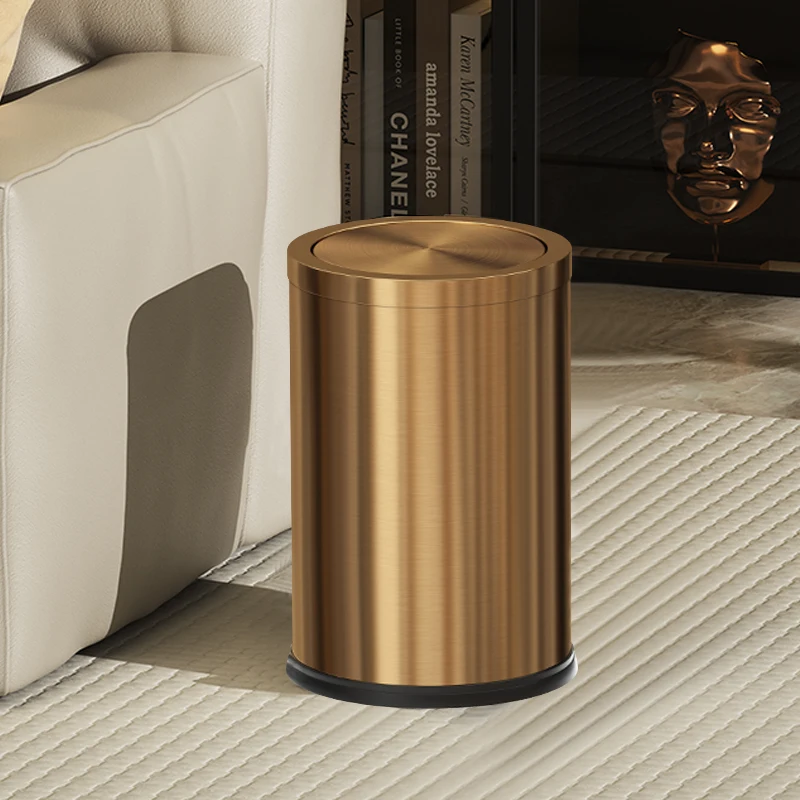 9L light luxury high-end gold shake lid trash can used in living room, office, bedroom, hotel