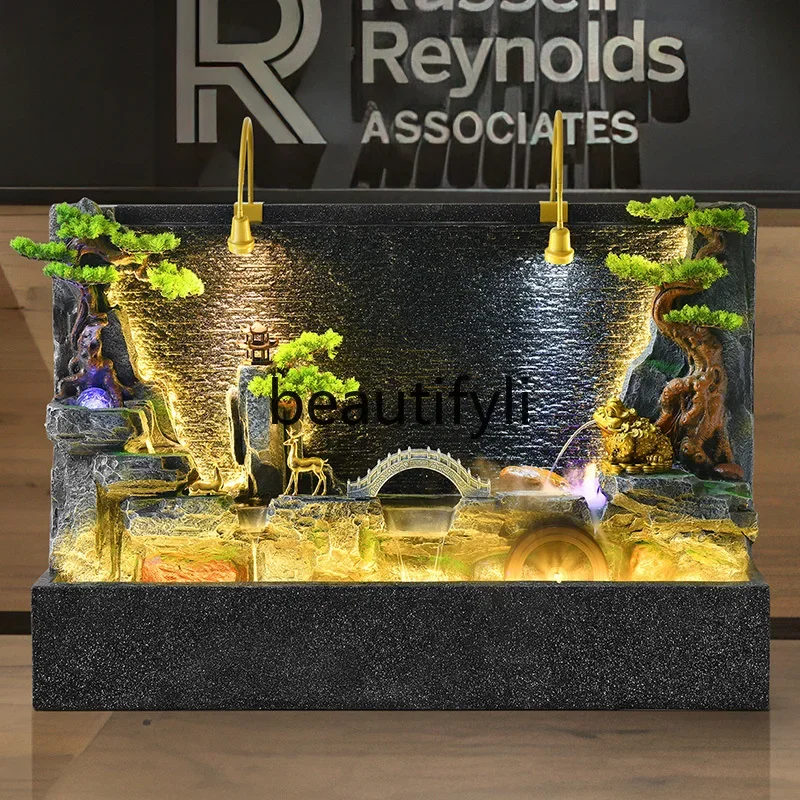 

curtain wall, running water screen,courtyard,circulating water landscape, floor-to-ceiling fountain water feature ornament07