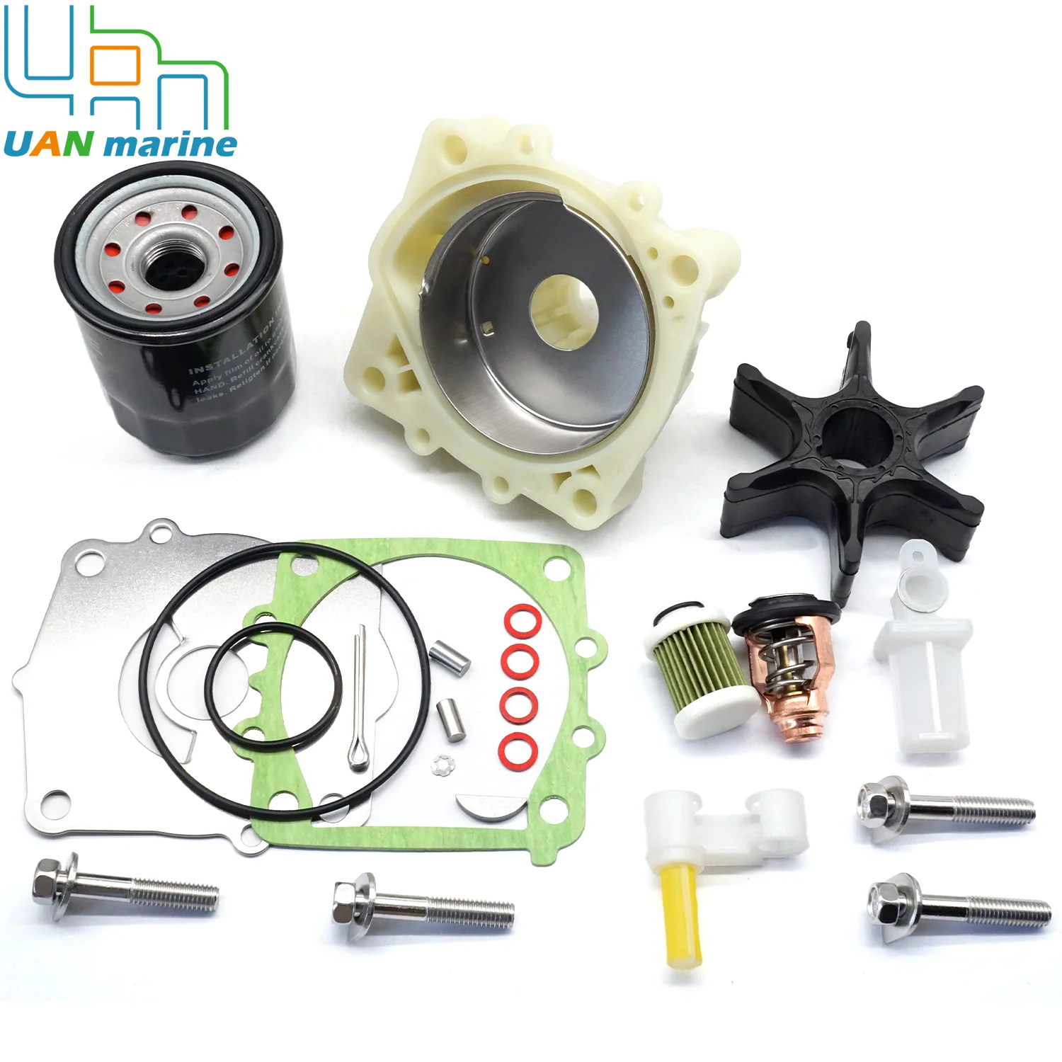 For Yamaha 100 Hour & 300 Hour Service Maintenance Kit 115HP 130HP F115A F115B F130A 4-Stroke Outboard w/ Thermostat Oil Filter