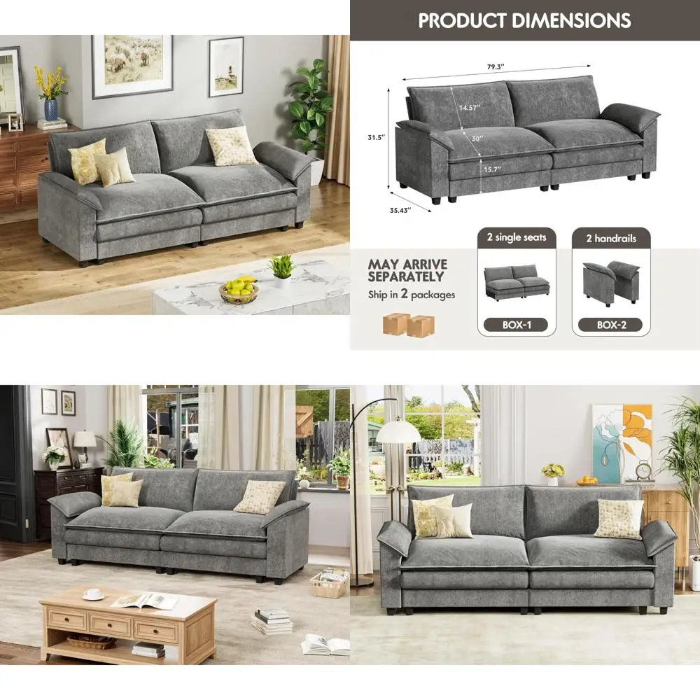 Homall 80 Modular Sectional Sofa, Loveseat Sofa Couch with Double-Layer Cushion, DIY Combination Chenille Deep 2-Seat Cloud Couc