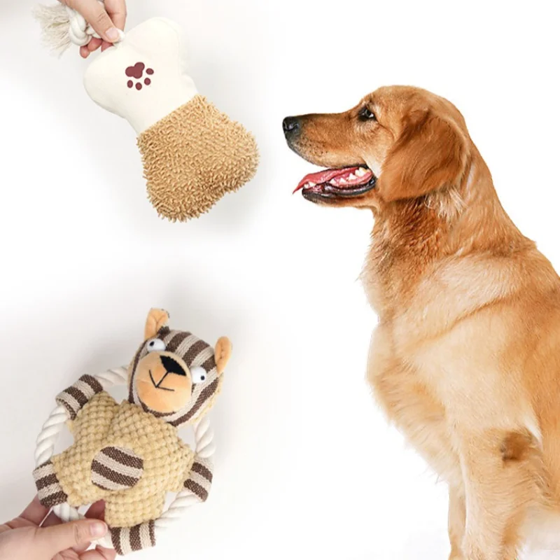 ألعاب تفاعلية للحيوانات الأليفة للكلاب، منتجات لعب بعقدة حبل قطنية، مستلزمات طحن الأسنان المقاومة للمطاط، لعبة صرير داخلية #1