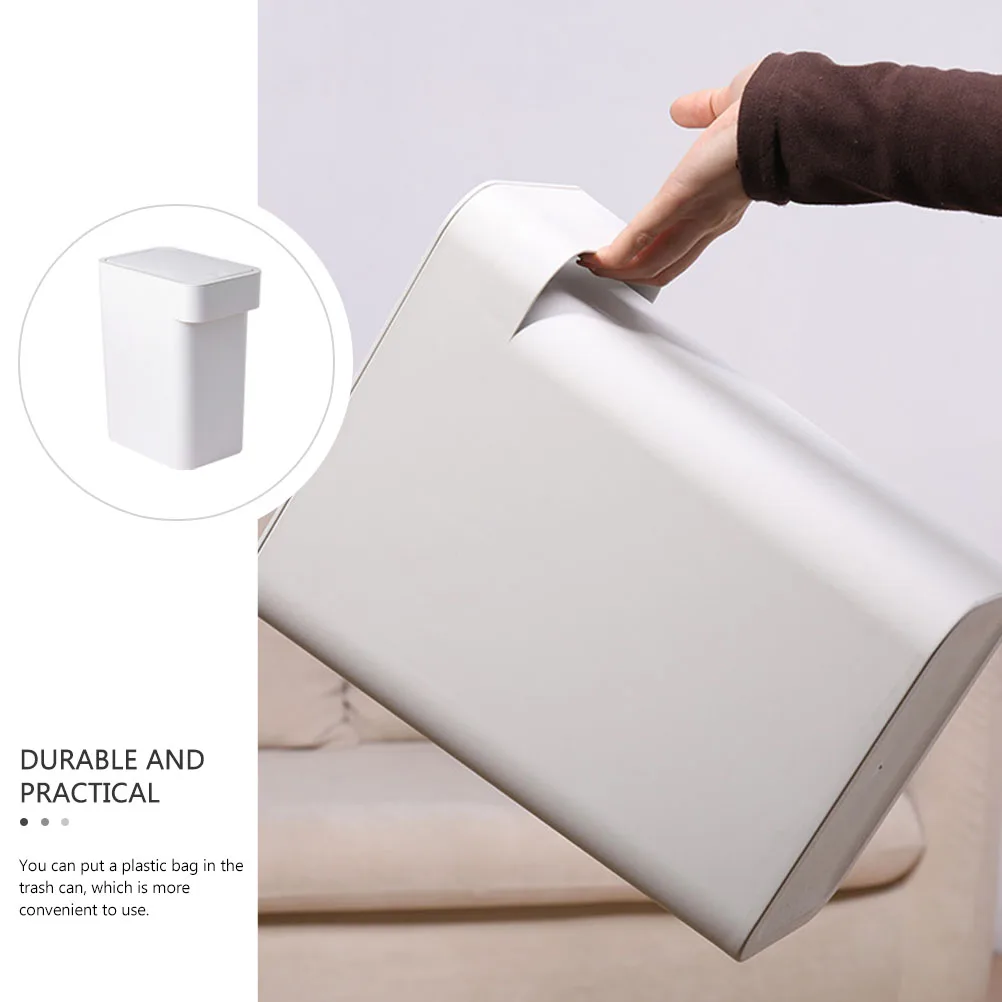 

Pp Plastic Push-Type Trash Can Air-Tight Lid Odor-Free Round Edges Smooth Surface Home Kitchen Bedroom Bathroom Garbage