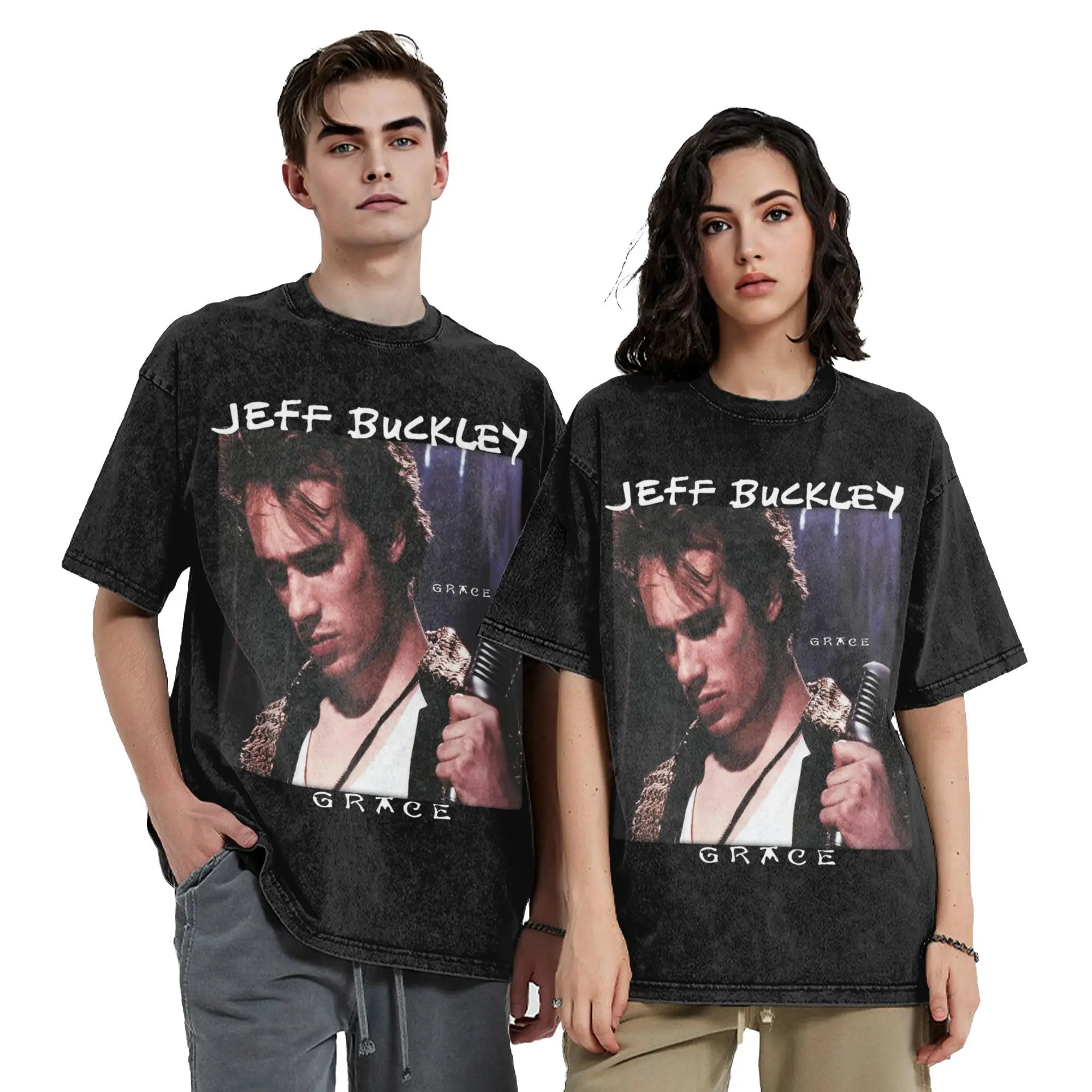 Jeff Buckley Indie Rock Guitarist 1990s T Shirt Hip Hop Washed Cotton Street T-Shirt Men Women Tops Streetwear Summer Tee Shirt