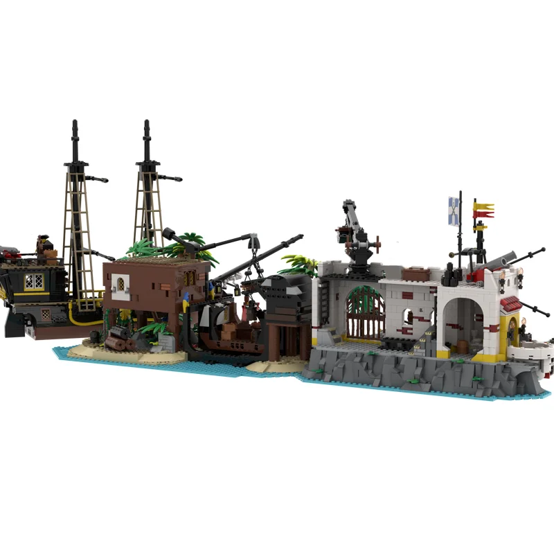 New Medieval Pirates Series Imperial Navy Checkpoint Moc 10320 21322 Pirate Shipyard Modular Building Blocks DIY Bricks Toy Gift